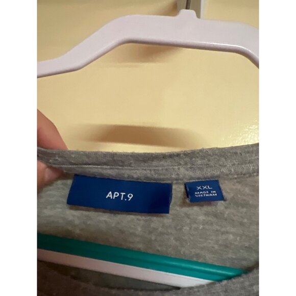 APT.9 XXL Gray Leopard Print T-Shirt With Short Sleeves & Round Neck - Picture 4 of 7